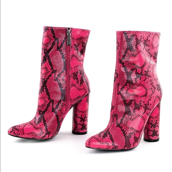Cape Robbin Shoes - Cape Robbin Pink Snake Print Ankle Booties
